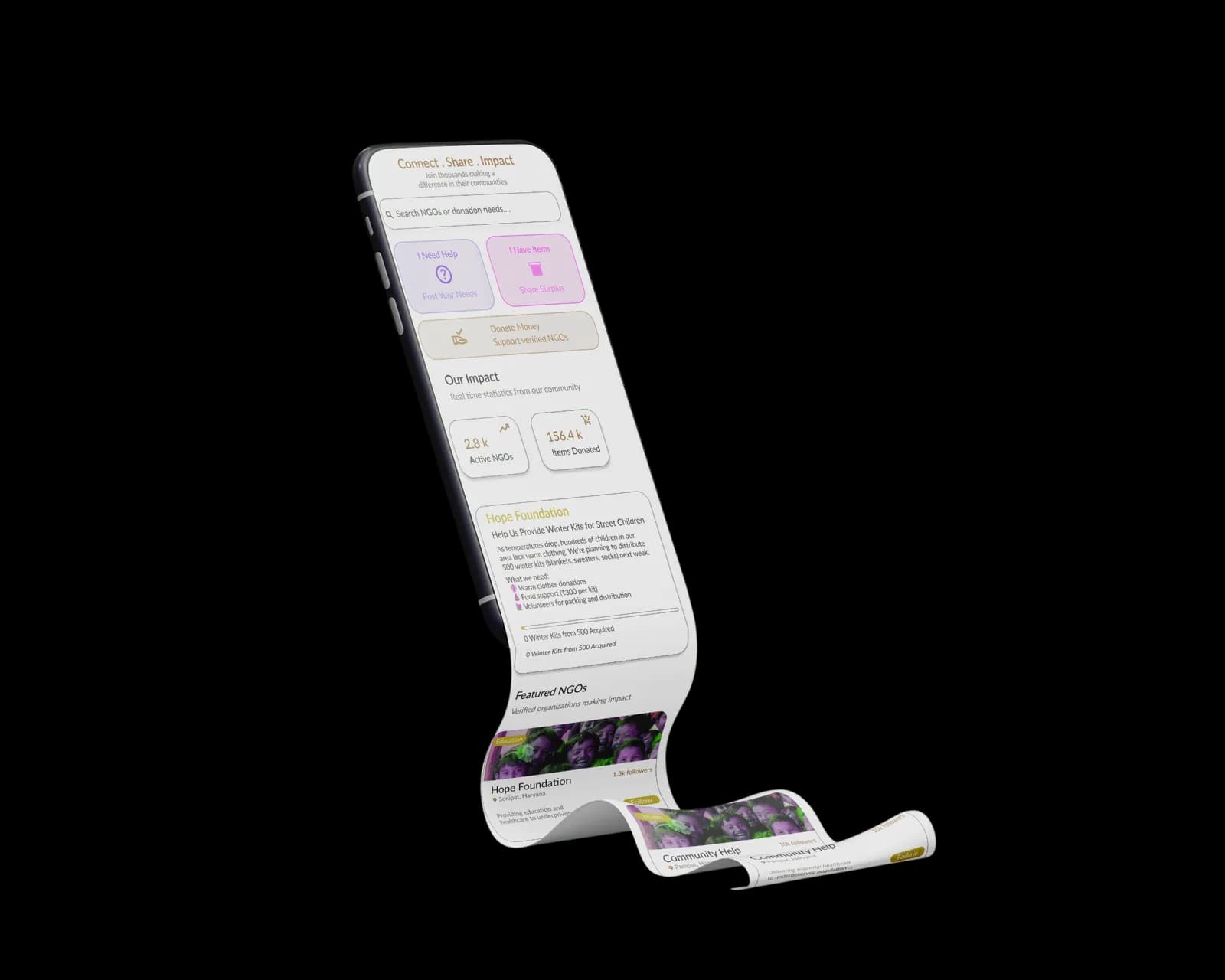 Sahaaya long-scroll app screen