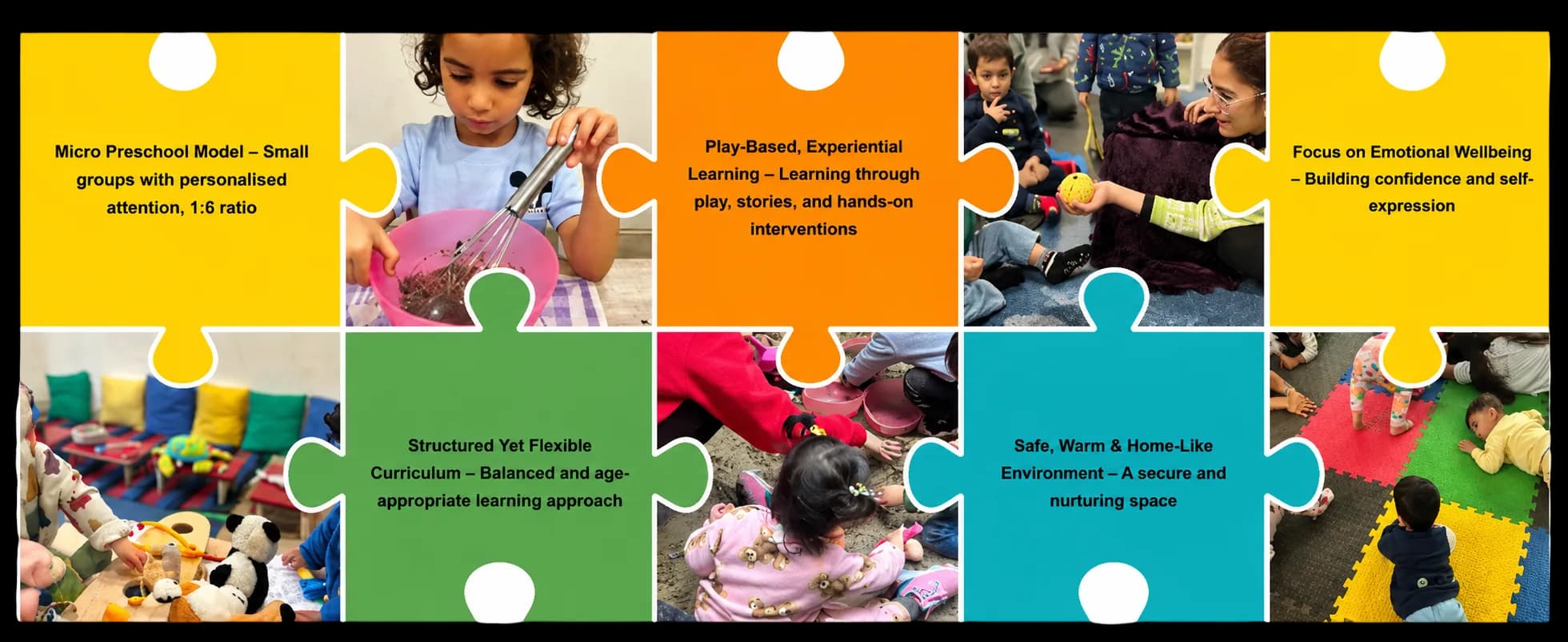 Ukti Early Years puzzle-pattern collage of classroom photographs