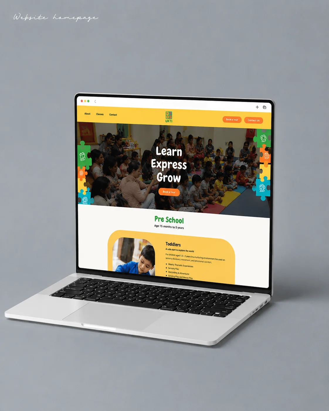 Ukti Early Years homepage on a laptop